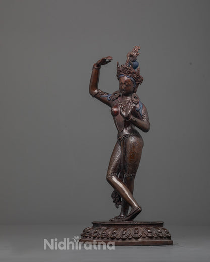 Beautiful oxidized copper Mayadevi Buddha’s mother statue with antique finish