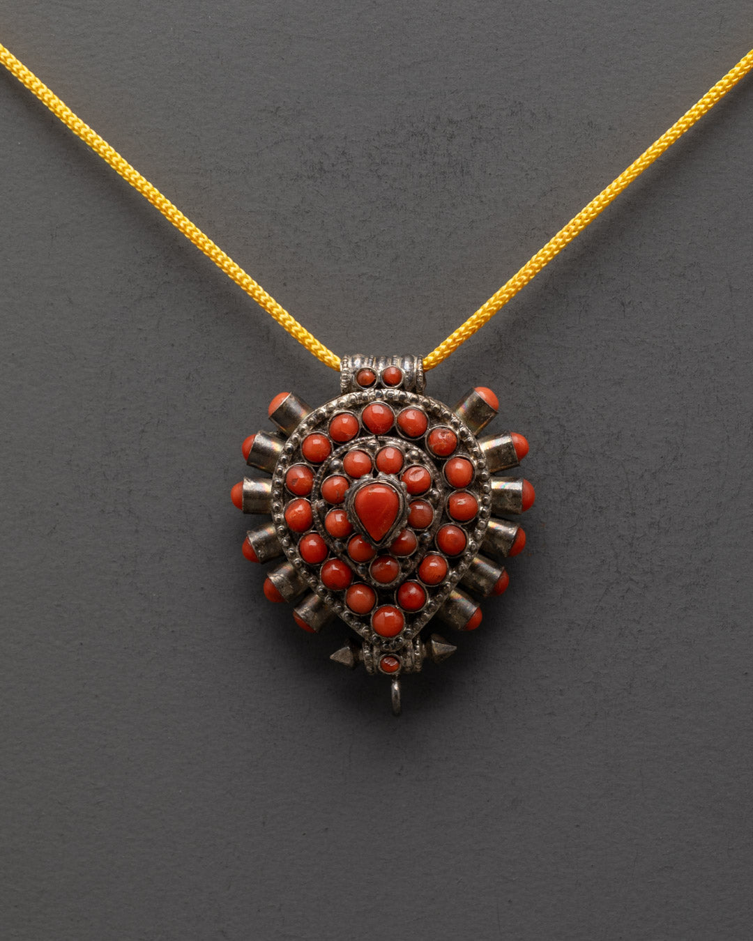 Beautifully Designed Silver Pendant with Coral Stones