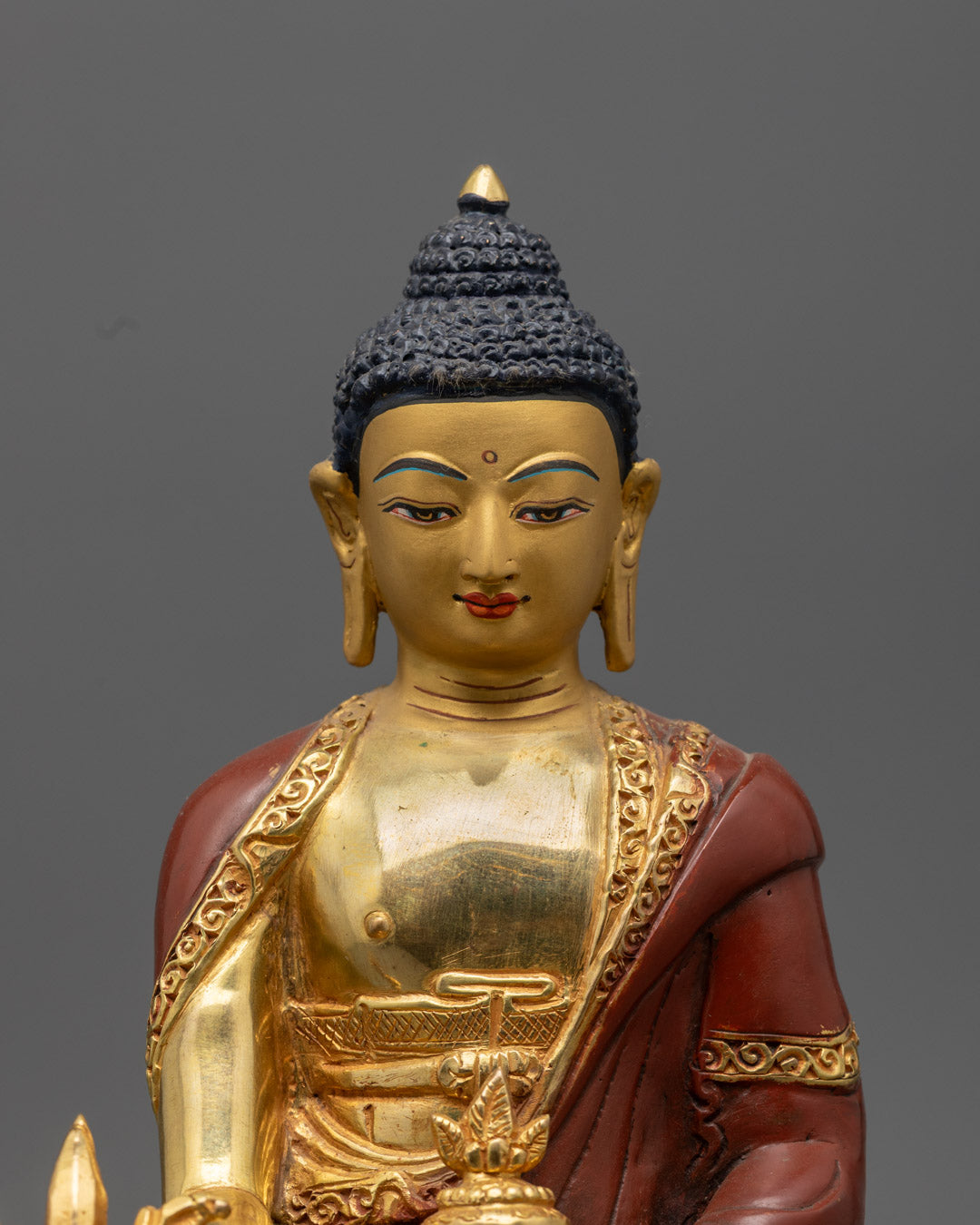 Bhaisajyaguru Medicine Buddha Statue | Gold-Finished Tibetan Art for Altar