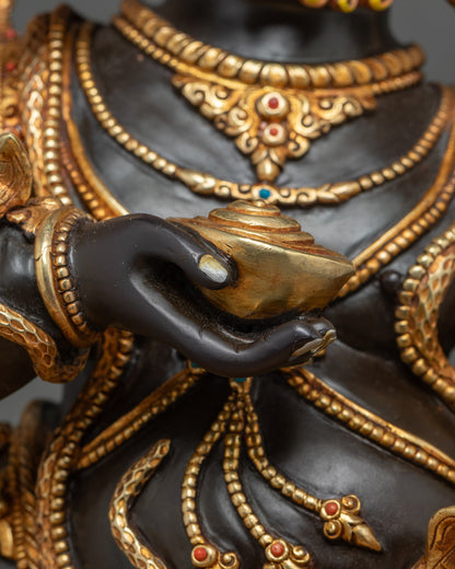 Enthroned Black Dzambhala Statue | Attract Abundance & Remove Poverty