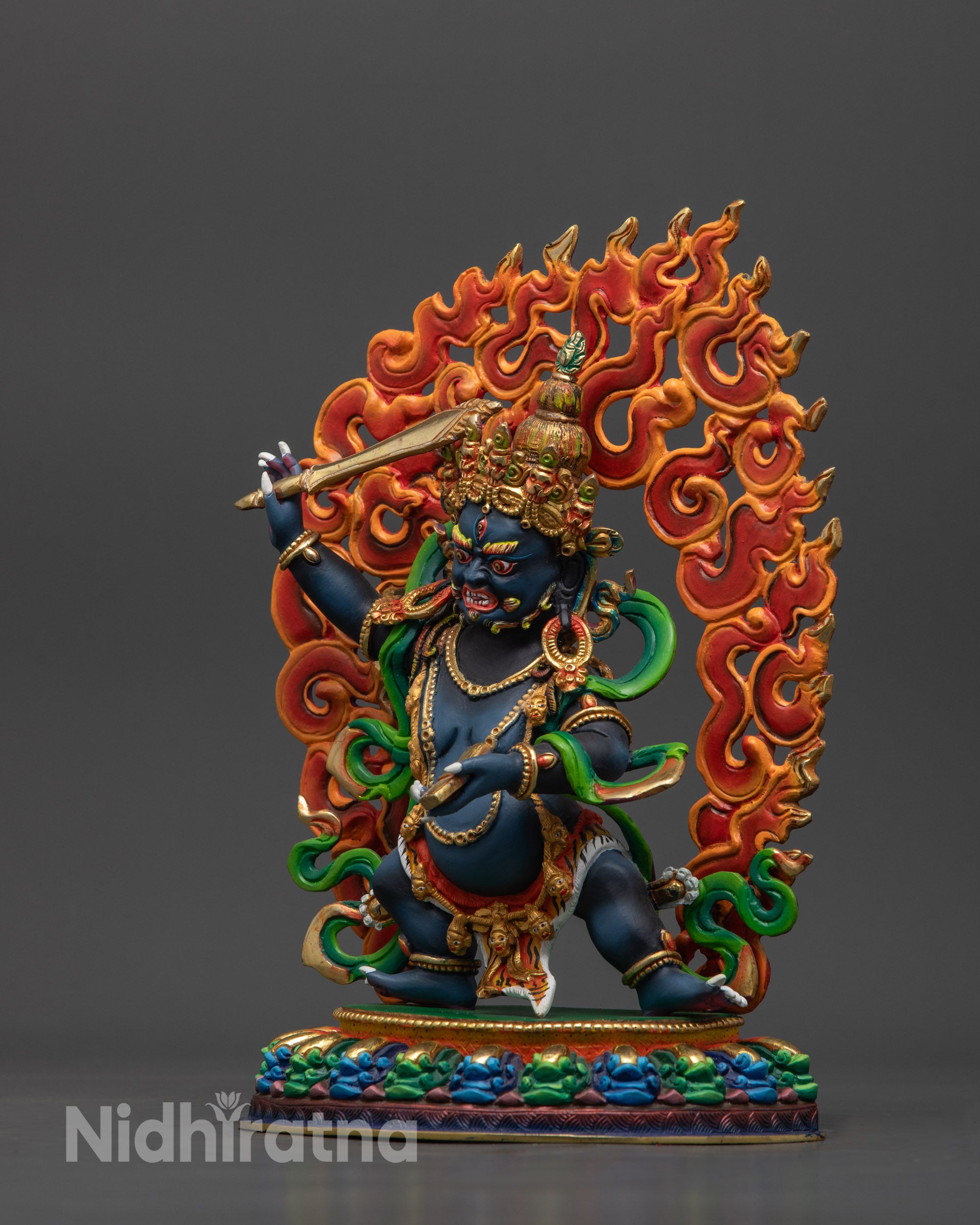 Tibetan Wrathful Manjushri Sculpture | Handcrafted Spiritual Protector