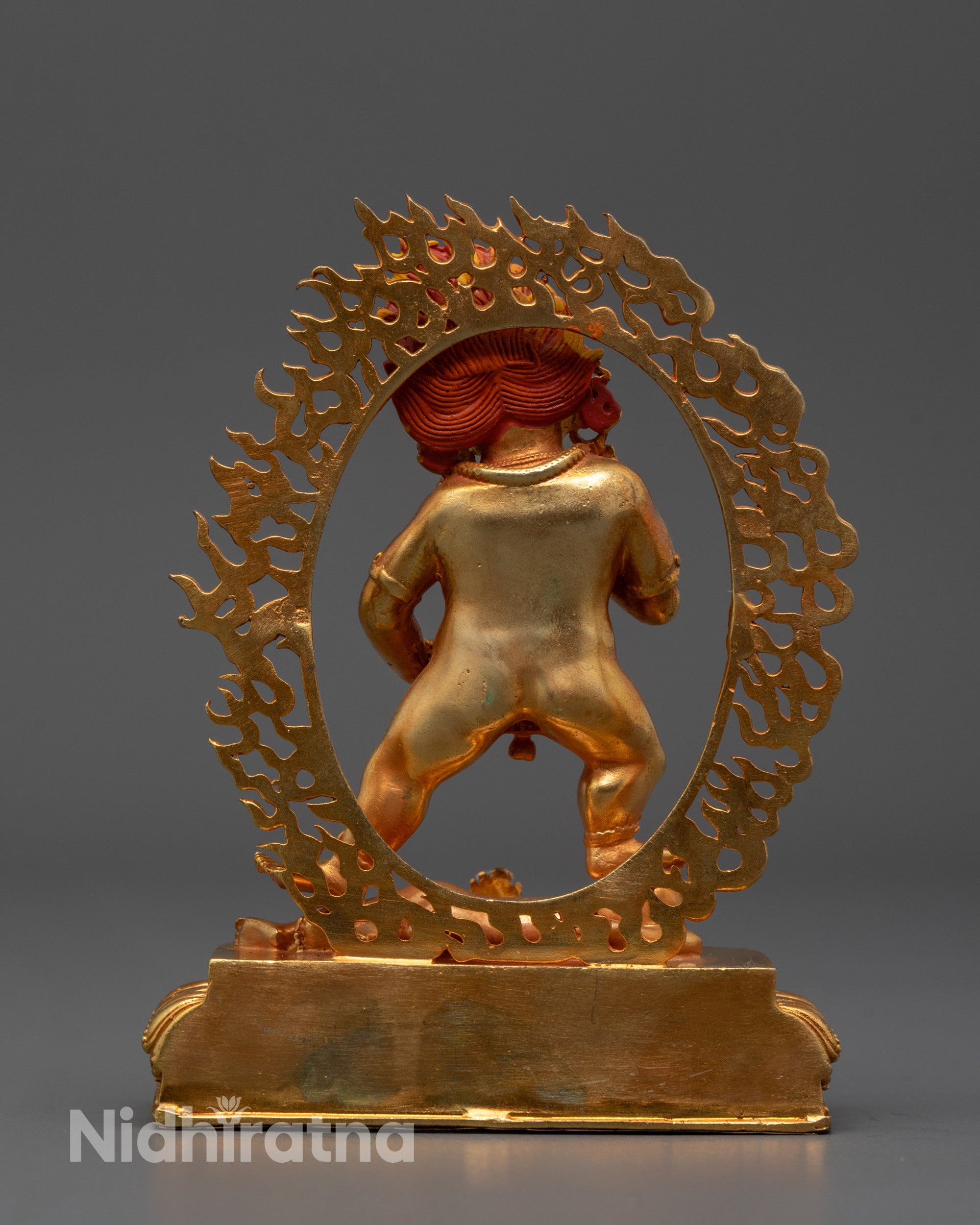Machine-Made Black Dzambhala Statue | 24k Gold Gilded Copper
