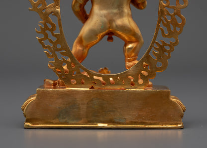 Machine-Made Black Dzambhala Statue | 24k Gold Gilded Copper