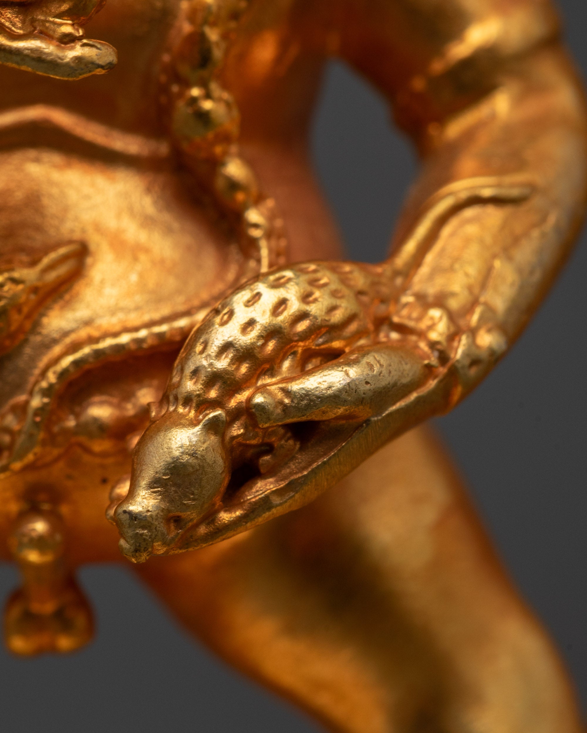 Machine-Made Black Dzambhala Statue | 24k Gold Gilded Copper