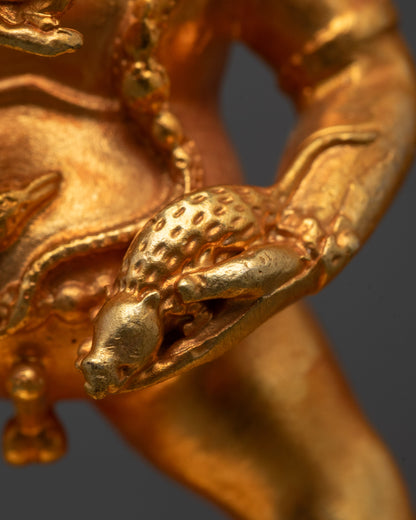 Machine-Made Black Dzambhala Statue | 24k Gold Gilded Copper