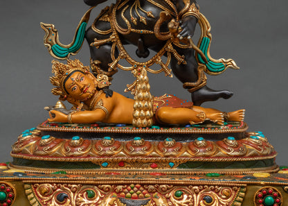 Enthroned Black Dzambhala Statue | Attract Abundance & Remove Poverty