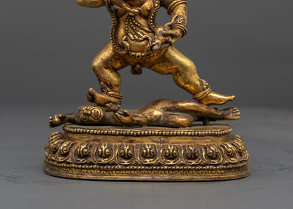 Handcrafted Black Dzambhala Statue | 24K Gold-Gilded Copper