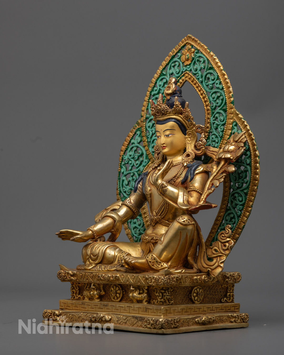 Lost wax crafted Sarvanivarana Vishkambhin featuring mantra hollow and symbolic Buddhist iconography

