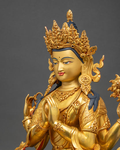Bodhisattva Avalokiteshvara side close up showing patterned garments