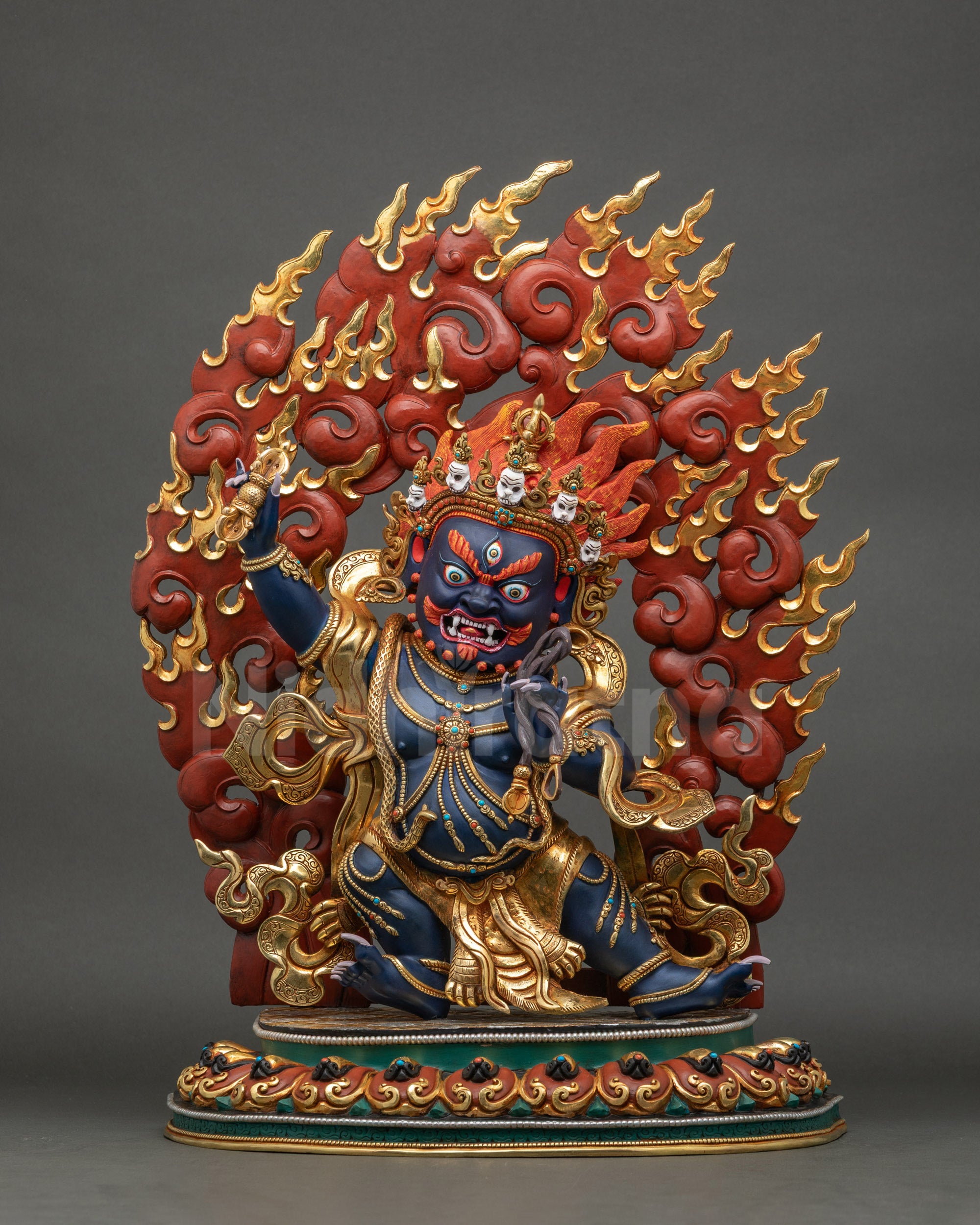 Bodhisattva Chana Dorje Statue front view copper gold-gilded Nepalese Buddhist art