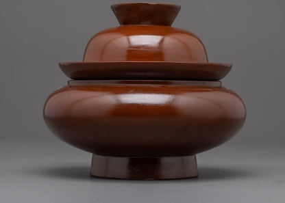 Bottom of Wooden Paru Bowl revealing fine craftsmanship and base detailing