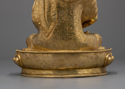 Artisan Hand-Carved Amitabha Buddha Statue | 24k Gold Fire Gilded