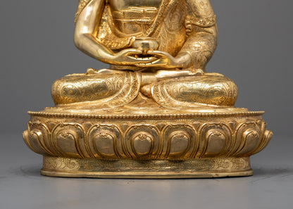 Artisan Hand-Carved Amitabha Buddha Statue | 24k Gold Fire Gilded