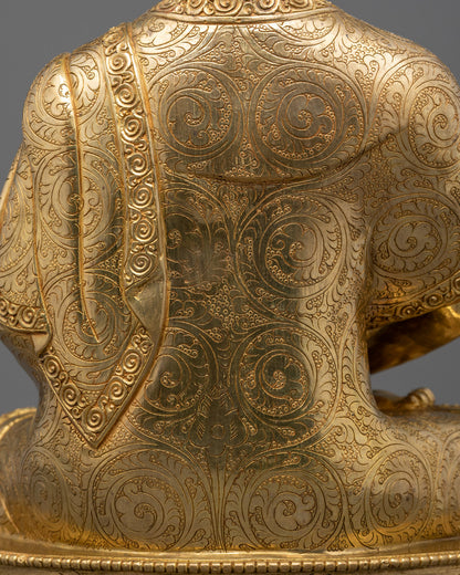 Artisan Hand-Carved Amitabha Buddha Statue | 24k Gold Fire Gilded