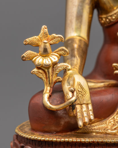 Elegant Medicine Buddha on Throne Statue | Ideal for Meditation Spaces