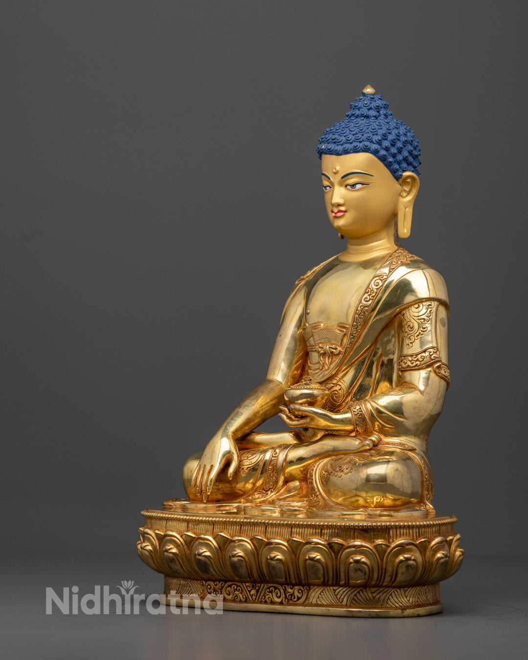 Shakyamuni Buddha Statue | 24K Gold-Gilded Copper Art