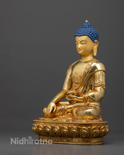 Shakyamuni Buddha Statue | 24K Gold-Gilded Copper Art