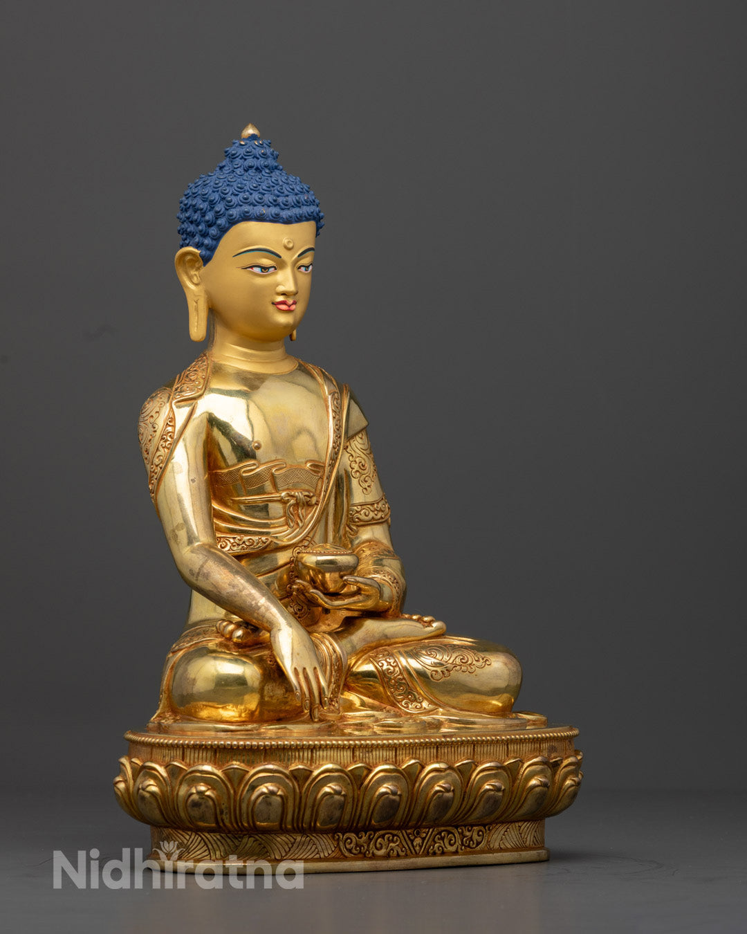 Shakyamuni Buddha Statue | 24K Gold-Gilded Copper Art
