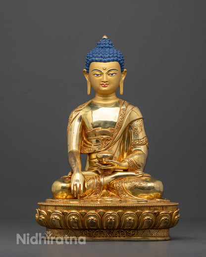 Shakyamuni Buddha Statue | 24K Gold-Gilded Copper Art