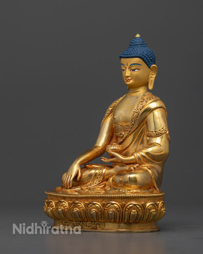 Hand Carved Gold Gilded Shakyamuni Buddha Statue