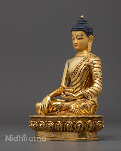 Shakyamuni Buddha Statue | Finely Crafted 24k Gold-Plated Sculpture