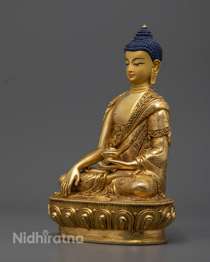 Shakyamuni Buddha Statue | Hand-Carved Copper Artwork from Nepal