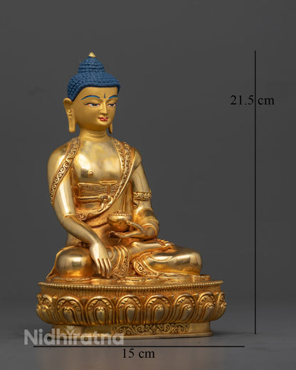 Hand Carved Gold Gilded Shakyamuni Buddha Statue