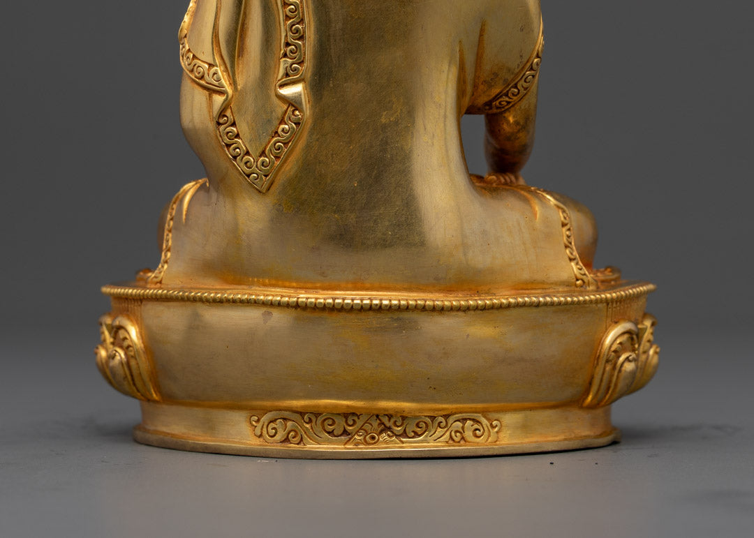 Hand Carved Gold Gilded Shakyamuni Buddha Statue