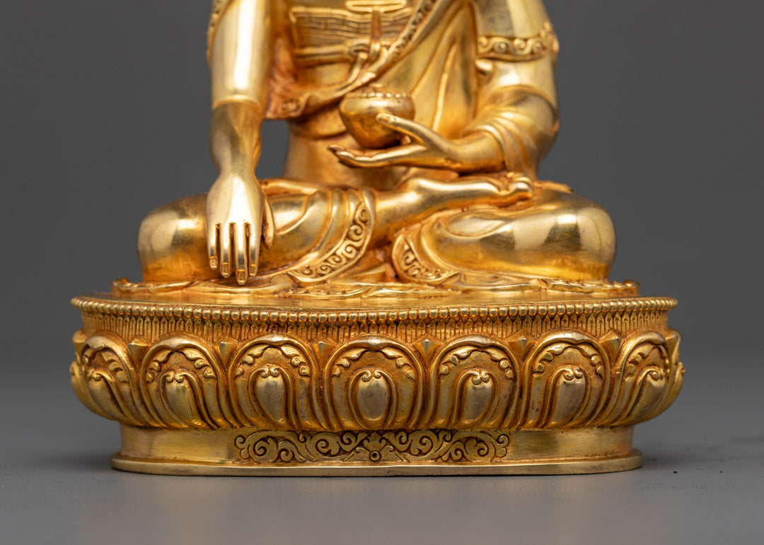Hand Carved Gold Gilded Shakyamuni Buddha Statue