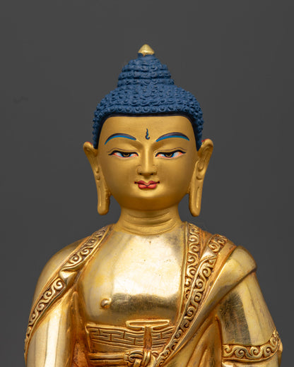Hand Carved Gold Gilded Shakyamuni Buddha Statue