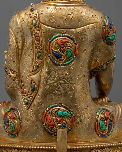 Enlightened Shakyamuni Buddha Statue | Fire Gold Gilded Himalayan