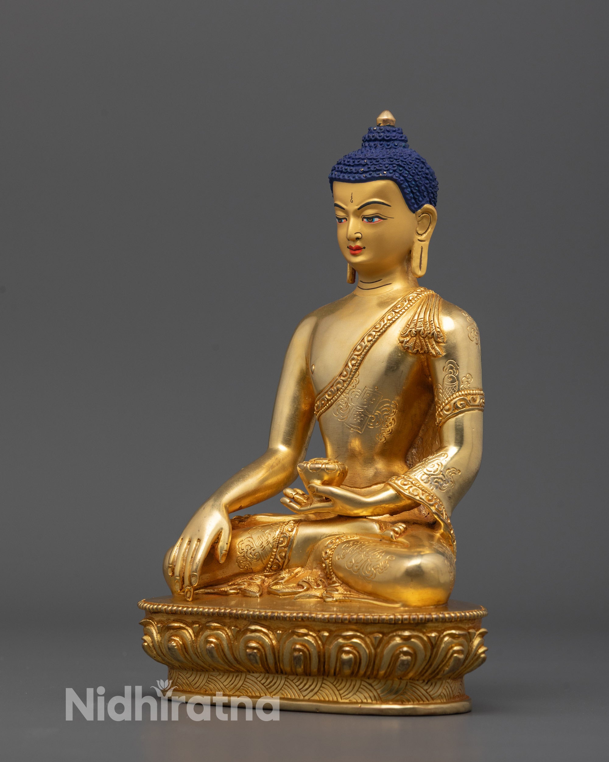Sacred Shakyamuni Buddha Statue | Lotus Base Bhumisparsha Mudra