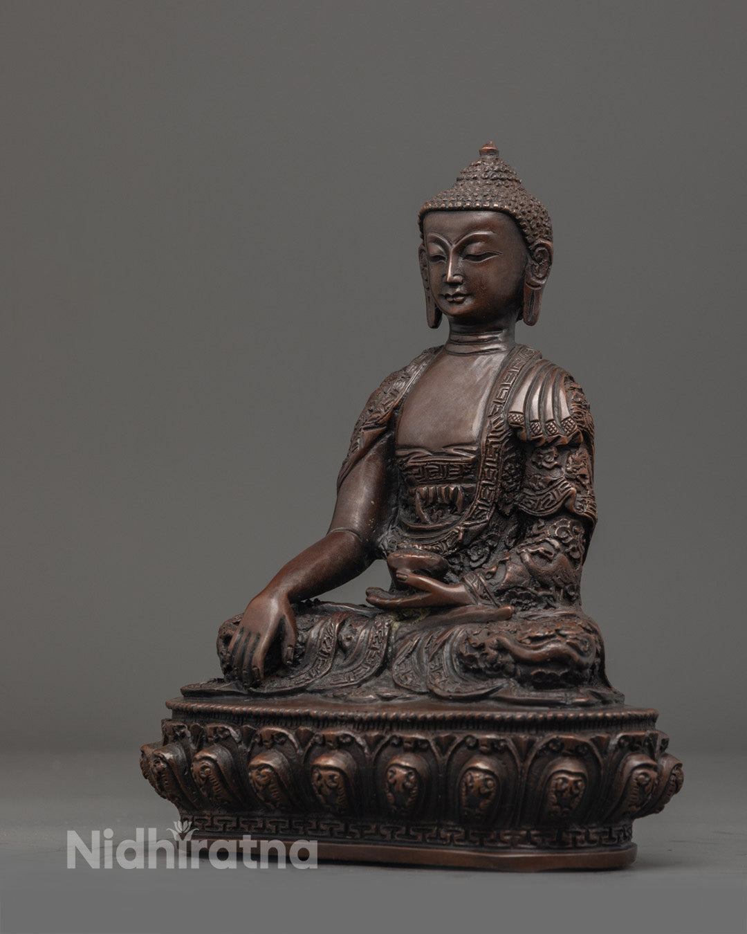 Shakyamuni Buddha Statue | Oxidized Copper Buddhist Art