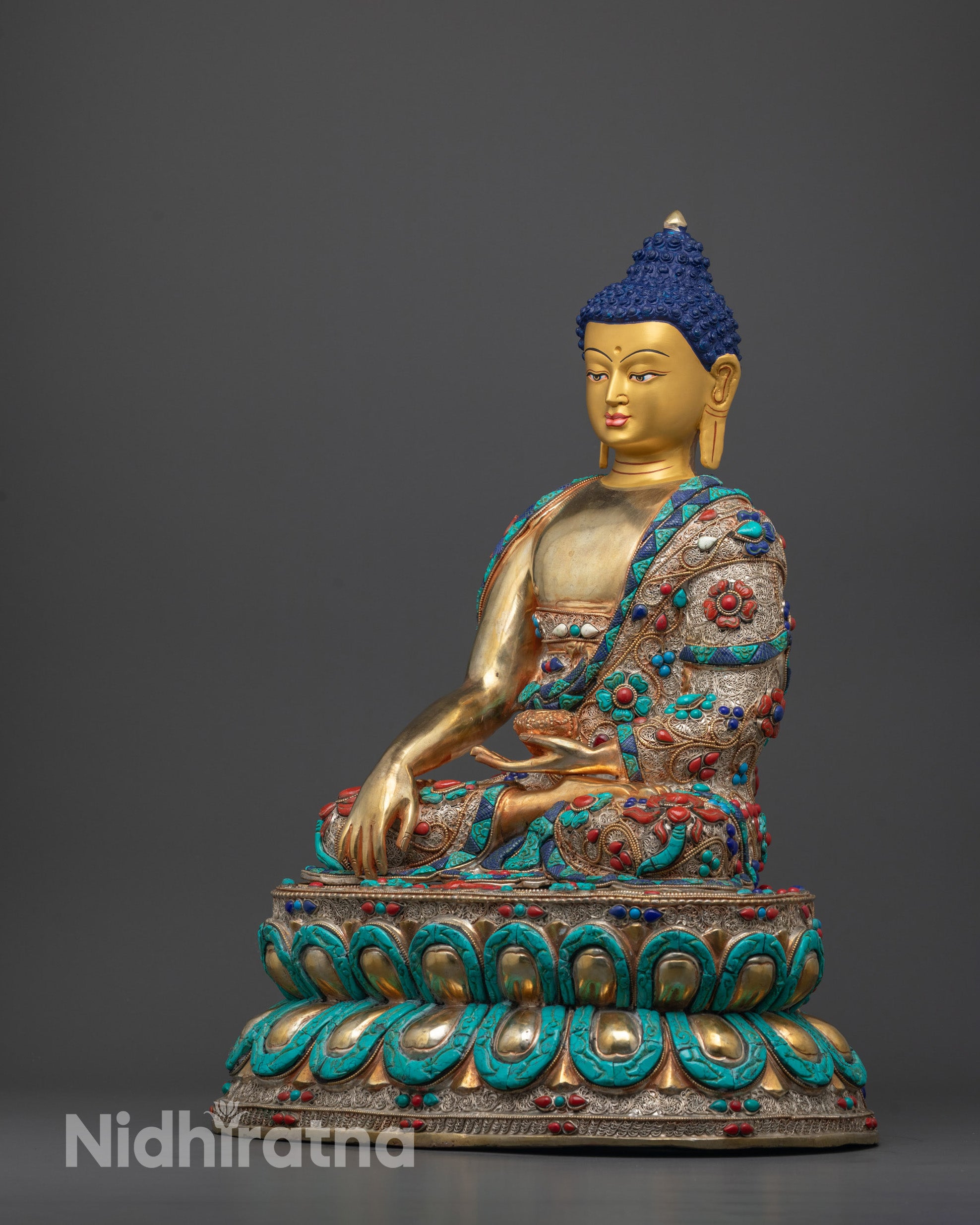 Filigree Design Shakyamuni Buddha Statue from Nepal