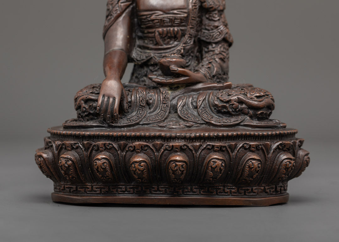 Shakyamuni Buddha Statue | Oxidized Copper Buddhist Art