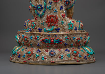 Filigree Design Shakyamuni Buddha Statue from Nepal
