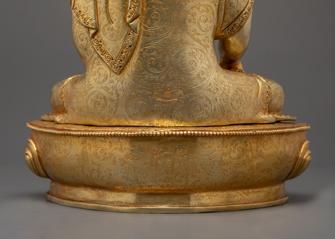 Tibetan Shakyamuni Buddha Sculpture | Fire Gold Gilded Buddhist
