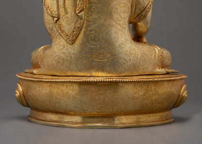 Tibetan Shakyamuni Buddha Sculpture | Fire Gold Gilded Buddhist