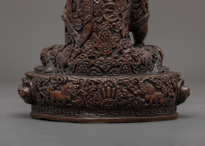 Shakyamuni Buddha Statue | Oxidized Copper Buddhist Art