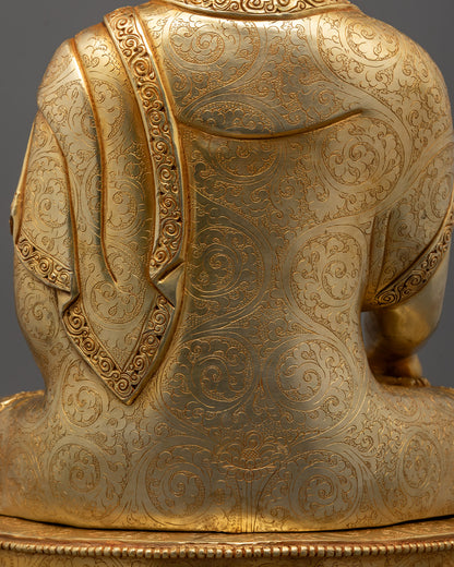 Tibetan Shakyamuni Buddha Sculpture | Fire Gold Gilded Buddhist