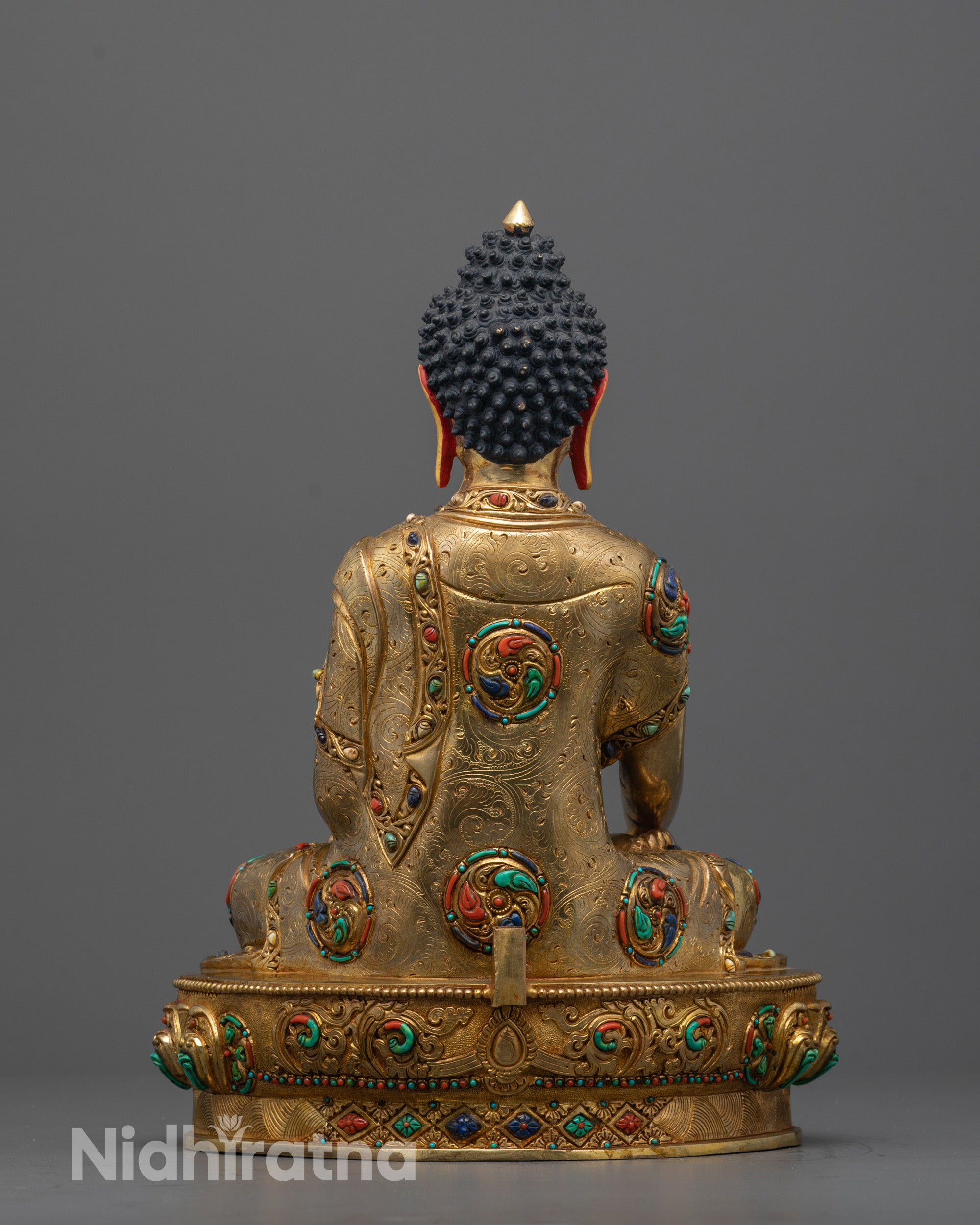 Enlightened Shakyamuni Buddha Statue | Fire Gold Gilded Himalayan