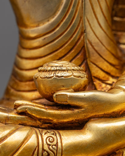 Nepalese Siddhartha Gautama Buddha Statue | Elegant Gold-Finished