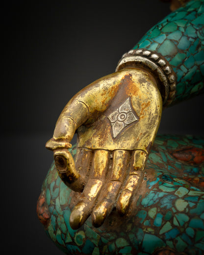 Turquoise Green Tara Statue | Tibetan Bodhisattva Buddha Decoration