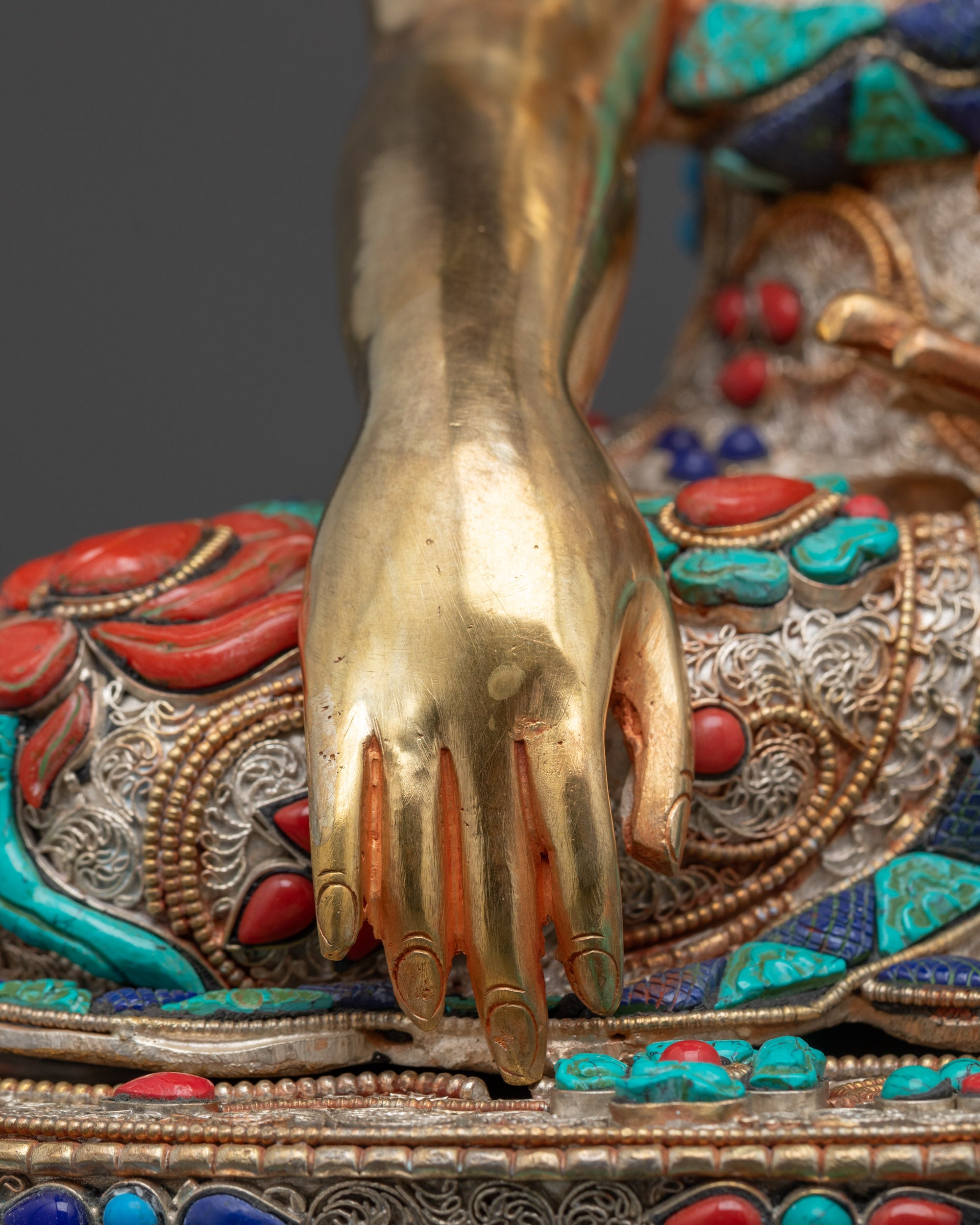 Filigree Design Shakyamuni Buddha Statue from Nepal