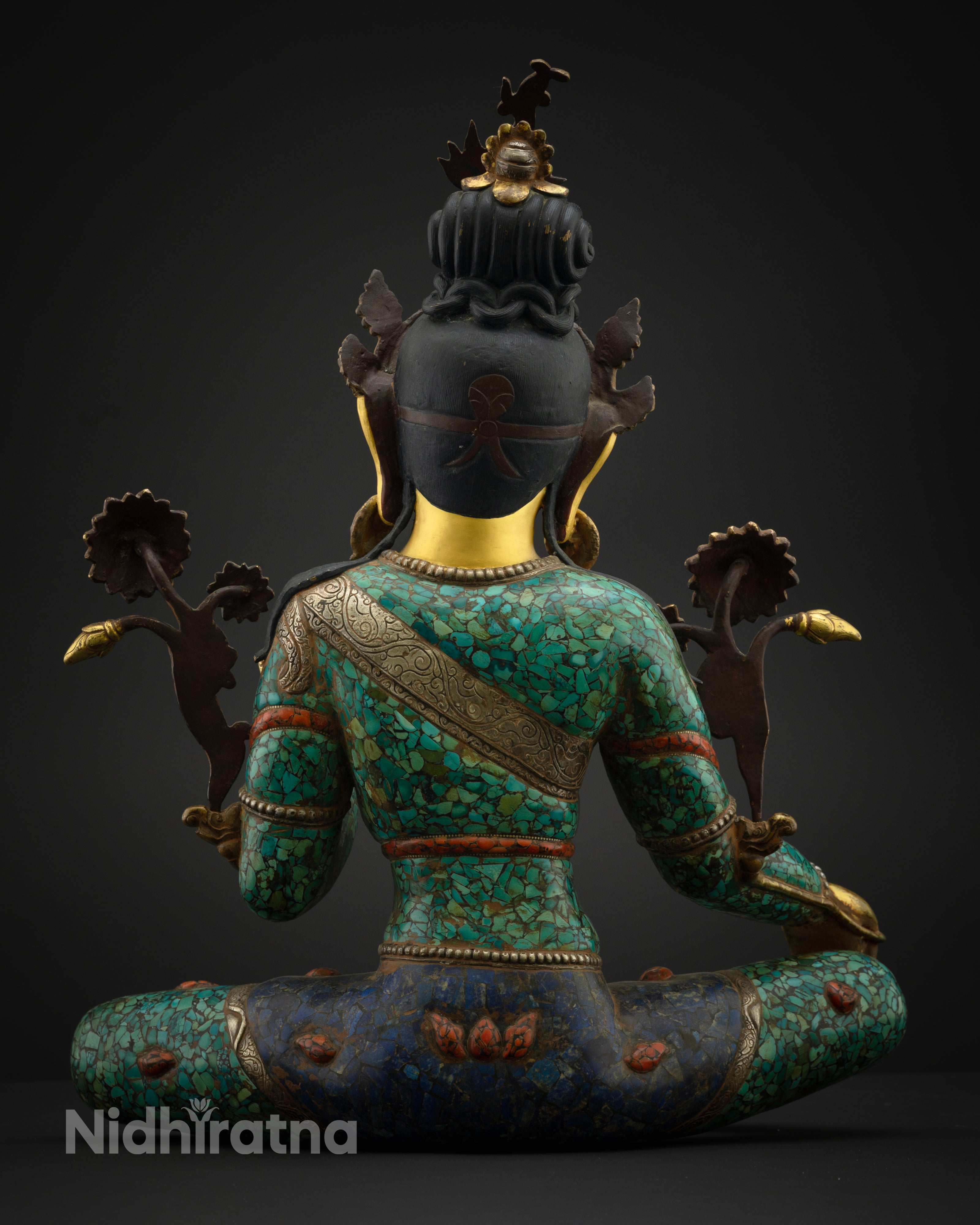 Turquoise Green Tara Statue | Tibetan Bodhisattva Buddha Decoration