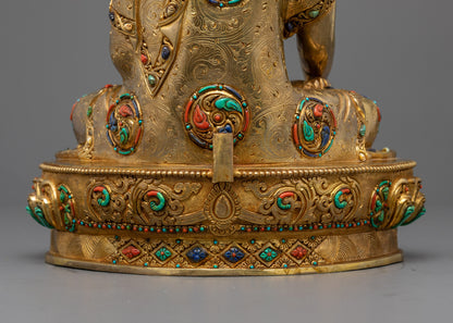 Enlightened Shakyamuni Buddha Statue | Fire Gold Gilded Himalayan