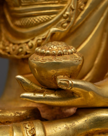Shakyamuni Buddha Sculpture | 24K Gold-Gilded Handmade Spiritual Statue