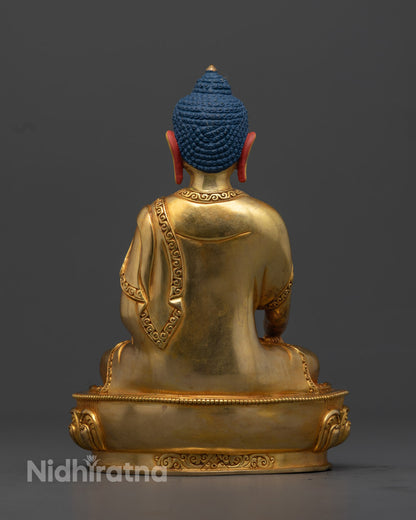 Hand Carved Gold Gilded Shakyamuni Buddha Statue