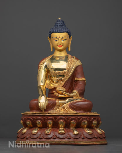Buddha Shakyamuni Statue | Handmade Gold Coated Copper