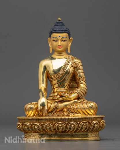 Shakyamuni Buddha Statue | Finely Crafted 24k Gold-Plated Sculpture